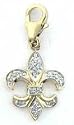 Fleur De Lis, 14K White Gold Diamond Charm