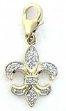 Fleur De Lis, 14K Gold Diamond Charm