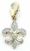 Fleur De Lis, 14K White Gold Diamond Charm