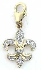 Fleur De Lis, 14K Gold Diamond Charm