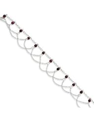 Sterling Silver Garnet Anklet QG1413-10"