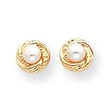 14k Button Cultured Pearl with Wreath Earrings SE399