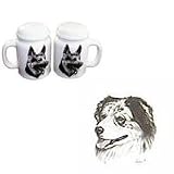 Australian Shepherd Large Salt and Pepper Shakers, Porcelain by Rosalinde (4')