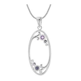 Boma Swirled Sterling Silver Oval Amethyst and Iolite Necklace by