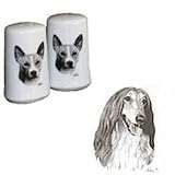 Afghan Hound Small Salt and Pepper Shaker, Porcelain by Rosalinde (3')