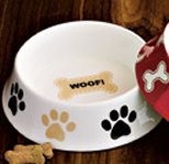 Woof! Bone China Dog Bowl - Paw Prints