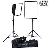 Westcott Spiderlite TD5 Location Kit, Continuous Output Halogen or Fluorescent Lighting Kit with Two Lights, Two Softboxes, Two 10′ Lightstands & Carry Case