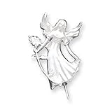 Sterling Silver Satin Finish D-Cut Bending Angel Flower Pin