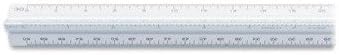 Chartpak Architectural Triangular Scale - 12amp;quot; Length 1amp;quot; Width - 3/32 Graduations - Imperial, Metric Measuring System - Plastic - 1 Each - White