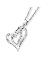 Sterling Silver CZ Double Heart Necklace QG2016-16"