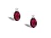 14K White Gold Oval Created Ruby and Diamond Stud Earrings
