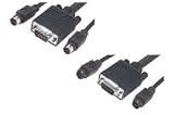 Integrated KVM Extension Cables - HD15 to Mini DIN 6 Male to Female for Keyboard, Video and Mouse 100.0 FEET