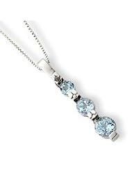 Sterling Silver Three Stone Blue Topaz Necklace QG2052-18"