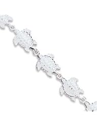 Sterling Silver Sea Turtles Bracelet QA40-7"