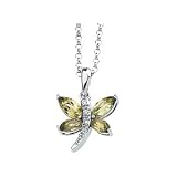 14K White Gold 6X3,5X2.5/.02 Ct Tw Peridot And Diamond Necklace