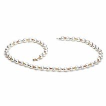 Cultured Freshwater Pearl with Tri Color Gold Bead Necklace