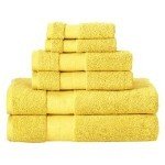2 Pc Luxury Egyptian Cotton Combed Bath Towels, Yellow Lemon