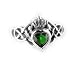 Sterling Silver Green Celtic Knot Claddagh Ring Size 6