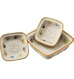 Ethical Pet Paw Print Square Dish Cat 5-Inch Pet Dish