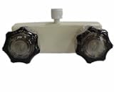RV Shower Faucet Valve Diverter - Bisque Finish- Smoked Acrylic Knobs - For: Recreational Vehicle, Motorhome, Travel Trailer, Camper, Fifth (5th) Wheel, Towable