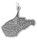 Sterling Silver West Virginia Charm