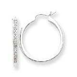 14k White Gold Diamond In Out Hoop Earrings
