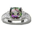 0.04 Cts Diamond & 2.12 Cts Mystic Topaz Ring in 14K White Gold