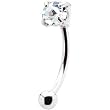 Silver 925 Clear Austrian Crystal Eyebrow Ring