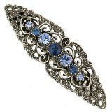Review   / Hand Enameled Rectangle Floral Hair Barrette