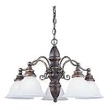 Sea Gull Lighting 31051-71 Canterbury Five-Light Chandelier, Antique Bronze Finish with Satin Etched Glass