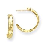 14k Diamond-cut 3.5mm J-Hoop Earrings