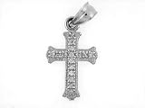 14K WHITE GOLD CHARM PENDANT W/DIAMONDS - CROSS