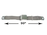 2-Point Lap Seat Belt, Grey, 90 Inch Length, with Chrome Lift Latch