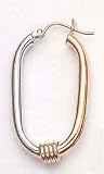 14kt White-Yellow Gold Hoop Earrings with Band- E3546
