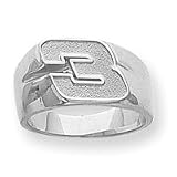 Sterling Silver NASCAR Dale Earnhardt Number 3 Ladies Ring