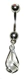 Pearl Belly Button Ring in Steel