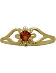 14 Karat Yellow Gold Genuine Garnet Flower Solitaire Baby Ring