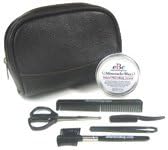 eBARBERSHOP Deluxe Moustache Grooming Set In Leather Travel Bag With Brown Wax In Tin