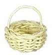 Dollhouse Miniature White Wicker Basket with Handle