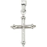 Childrens 14k White Gold Botonnee Cross Necklace with 15