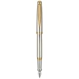 Marquis Claria Fountain Pen with Medium Nib, Rhodium Finish in Guilloche Pattern with Gold Accents (WM/750/GRG)