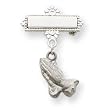 Sterling Silver Dangling Praying Hands Pin