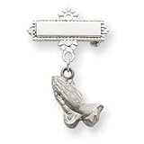 Sterling Silver Dangling Praying Hands Pin