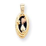 10k Black Hills Gold Onyx Mirror with Leaves Pendant