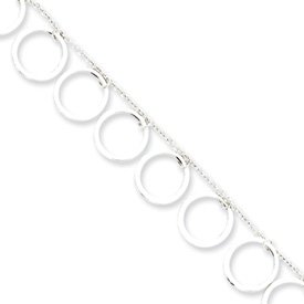 Sterling Silver Dangle Circles Anklet