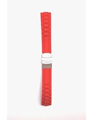20mm Red President Style Rubber/Silicone Watchband with S/S Deployment Buckle