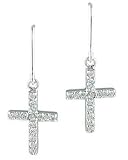 Pave CZ Cross Earrings