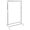 White, Aluminium and Chrome 3ft Wide Height Adjustable Single Rail Mobile Wardrobe Clothes Stand Hanger Storage