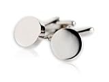 Classic Silver Polished Round Cufflinks with Presentation Box