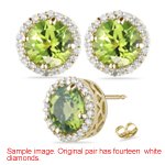 0.01 Ct Diamond & 0.53 Cts Peridot Earrings in 14K Yellow Gold